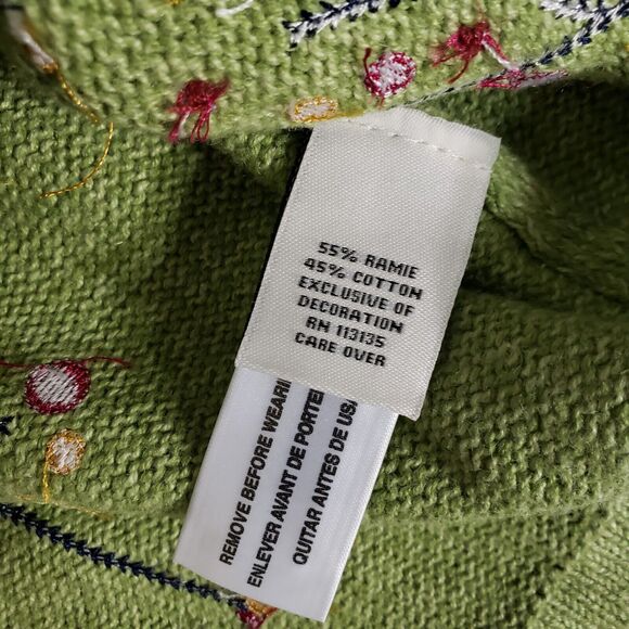 Breckenridge Womens Cardigan Sweater Medium Green Full Zip Embellished Fall Tree - Picture 9 of 10